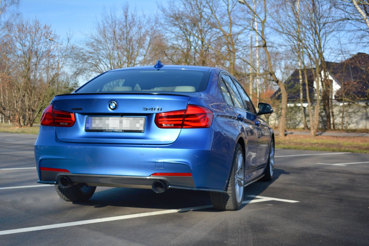 Heck Ansatz Flaps Diffusor für BMW 3er F30 PHASE-II SEDAN M-SPORT Carbon Look