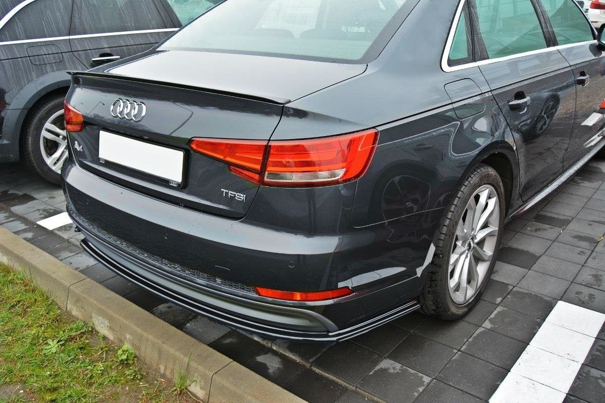 Heck Ansatz Flaps Diffusor für Audi A4 B9 S-Line schwarz matt