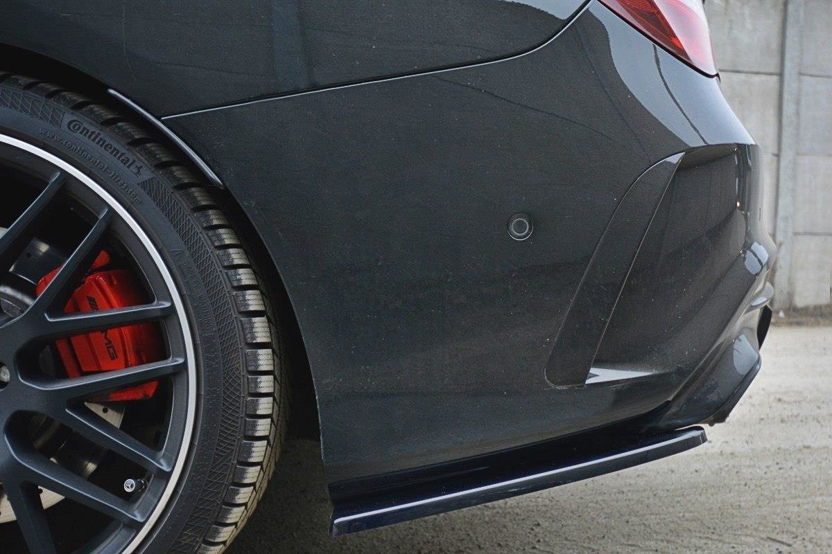 Heck Ansatz Flaps Diffusor für Mercedes CLA A45 AMG C117 Facelift Carbon Look