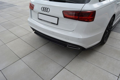 Mittlerer Diffusor Heck Ansatz für Audi A6 C7 Avant S-line Facelift Carbon Look