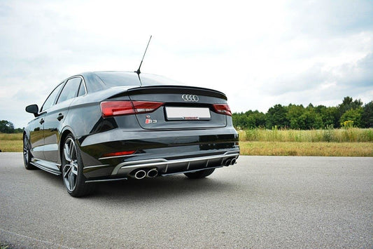 Mittlerer Diffusor Heck Ansatz für Audi S3 8V FL Limousine  schwarz matt