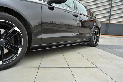 Seitenschweller Ansatz für Audi A6 C7 schwarz Hochglanz