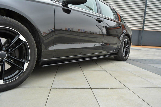 Seitenschweller Ansatz für Audi A6 C7 schwarz matt