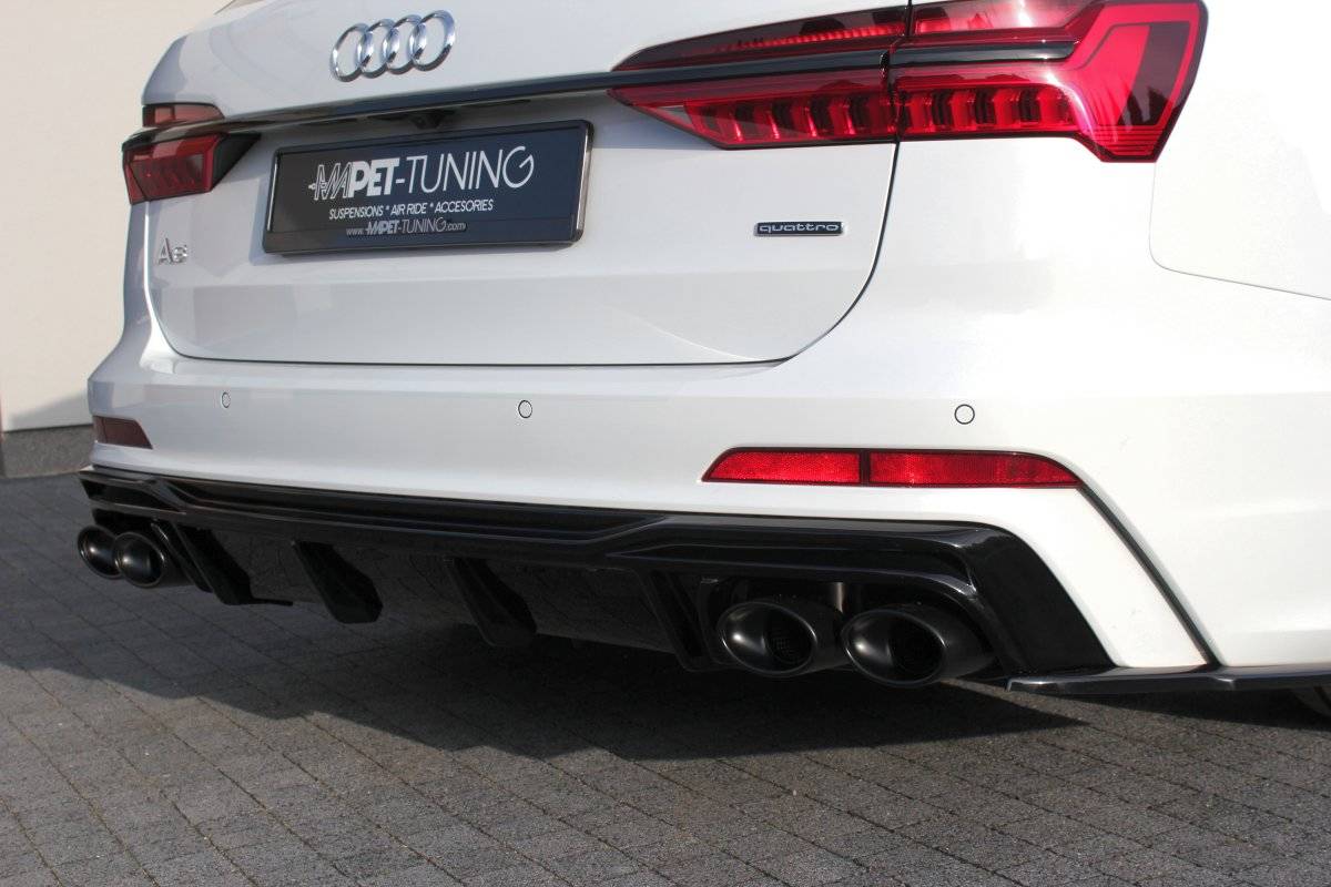 Diffusor Heck Ansatz für + Endschalldampfer Sportauspuff Attrappe Audi S6 / A6 S-Line C8
