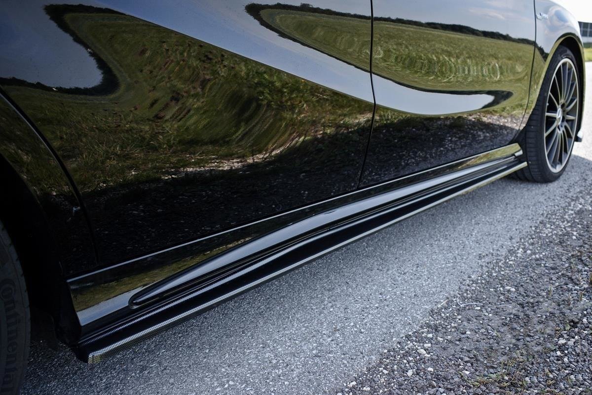 Seitenschweller Ansatz für Mercedes A W176/ CLA 117 AMG/ CLA 117 AMG LINE Facelift schwarz matt