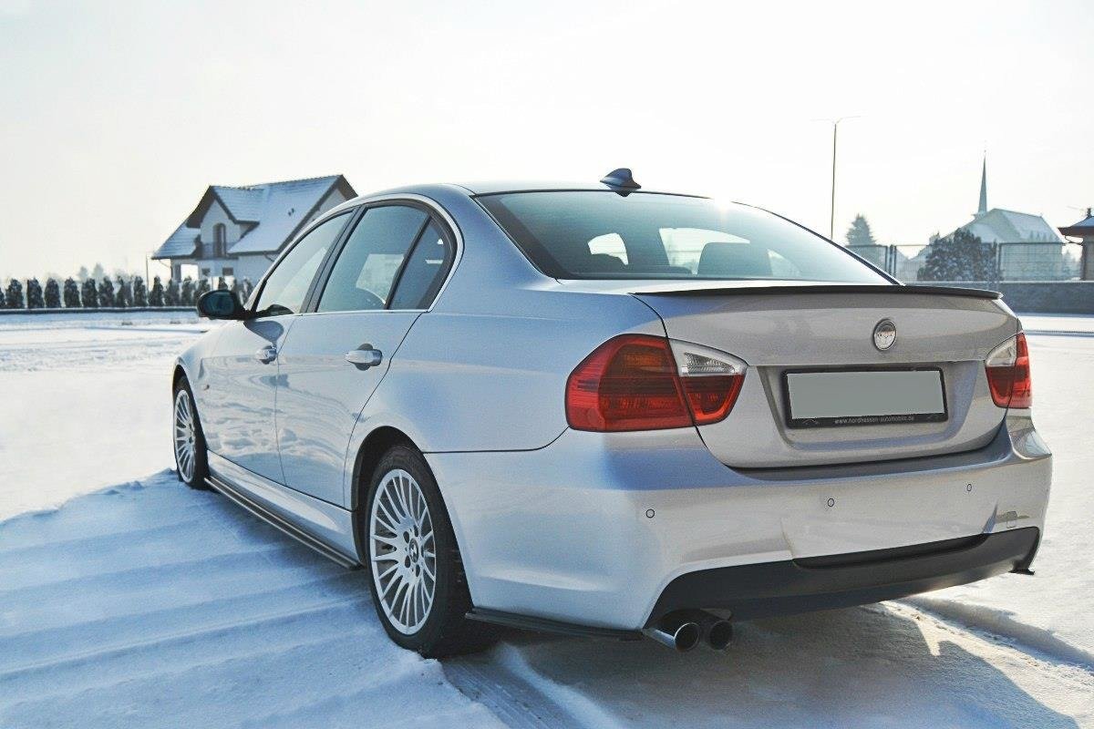 Heck Ansatz Flaps Diffusor für BMW 3er E90 M Paket schwarz Hochglanz