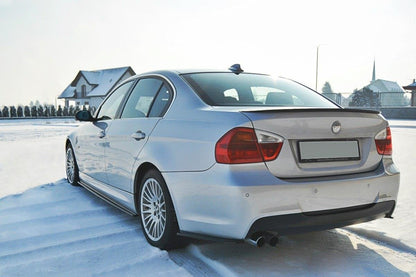 Heck Ansatz Flaps Diffusor für BMW 3er E90 M Paket schwarz Hochglanz