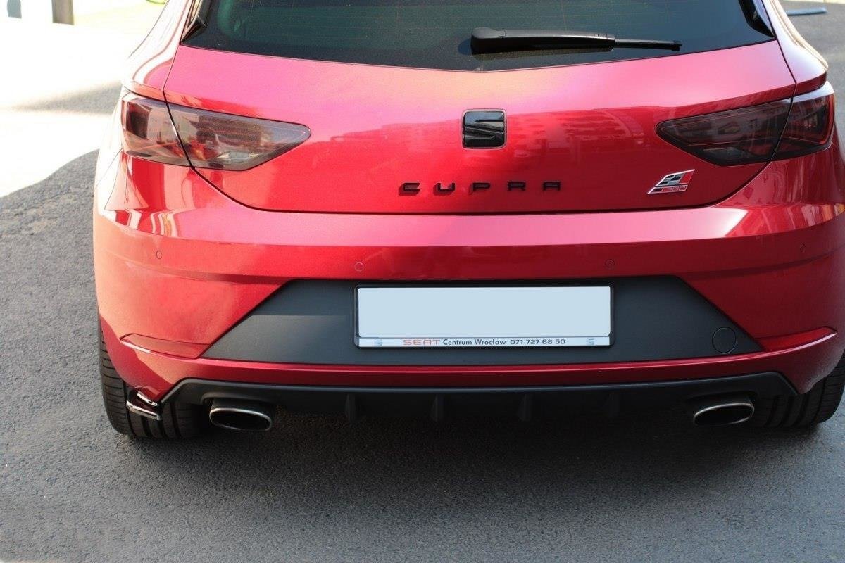 Heck Ansatz Flaps Diffusor für v.2 Seat Leon Mk3 Cupra Facelift schwarz matt