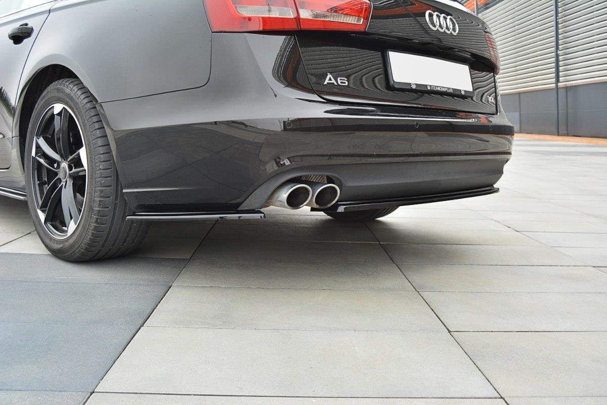 Heck Ansatz Flaps Diffusor für Audi A6 C7 Avant schwarz Hochglanz