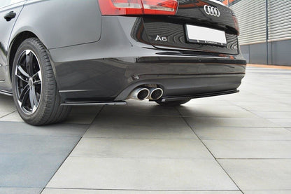 Heck Ansatz Flaps Diffusor für Audi A6 C7 Avant schwarz Hochglanz
