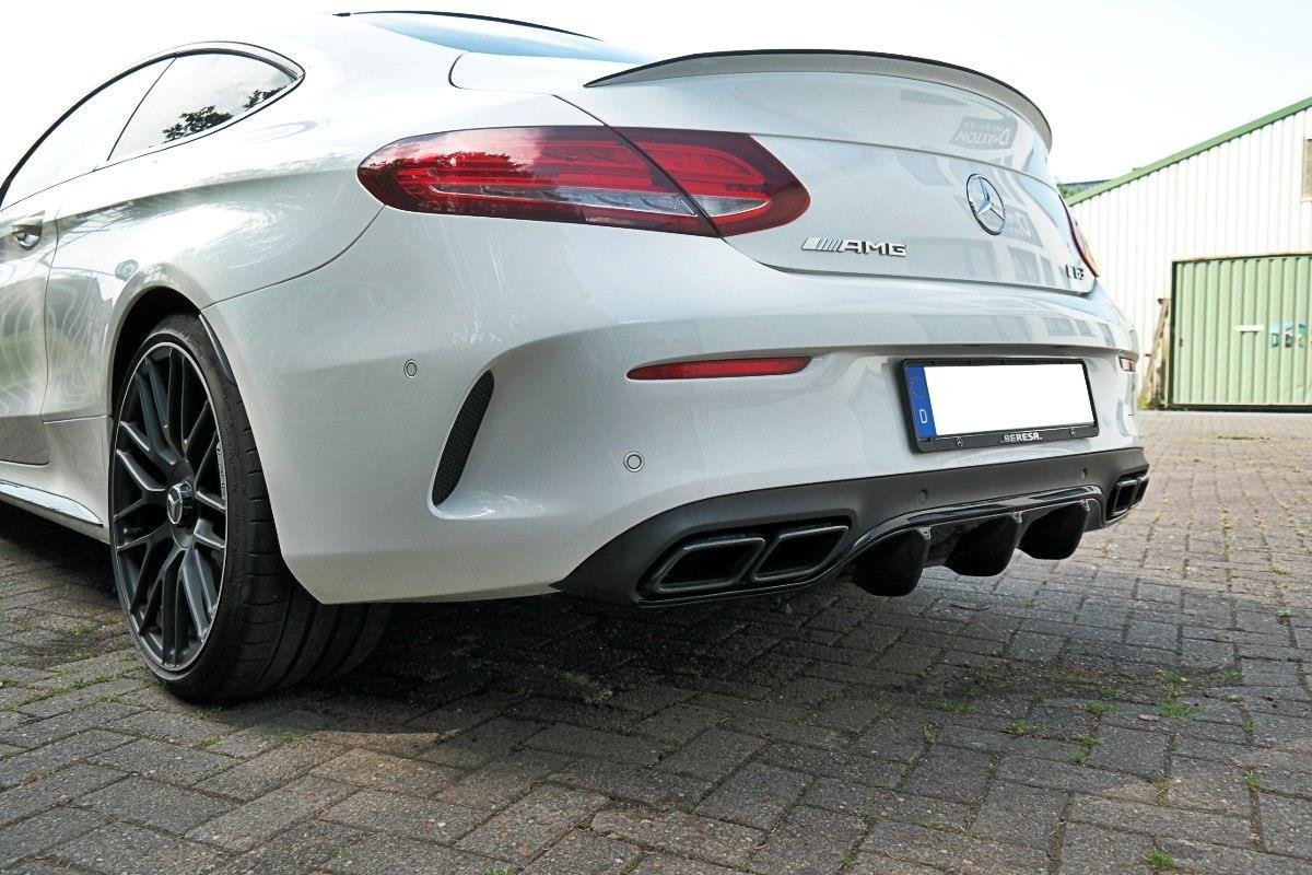 Diffusor Heck Ansatz für Mercedes C-Klasse C205 63 AMG Coupe Carbon Look
