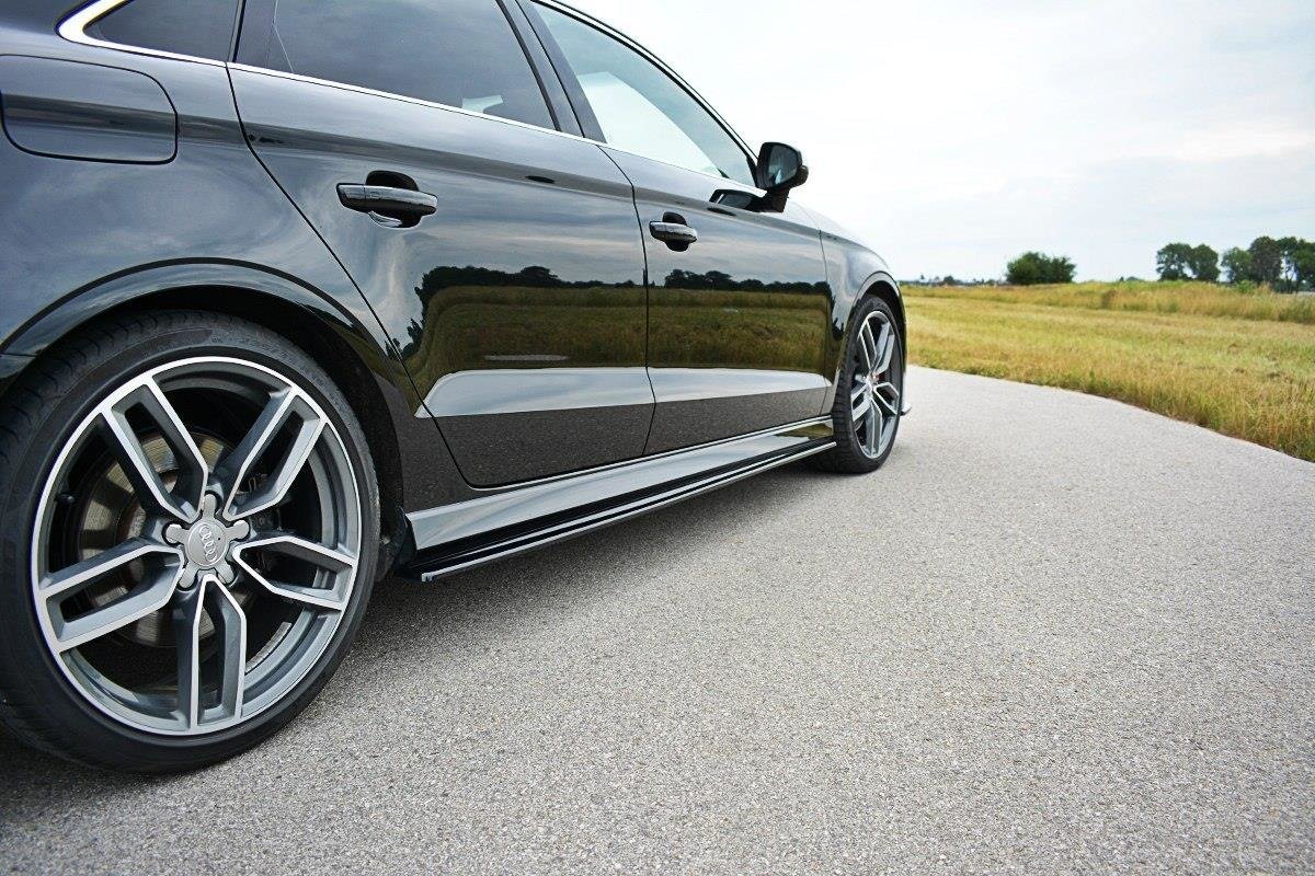 Seitenschweller Ansatz für V.1 für Audi S3 / A3 S-Line 8V / 8V FL Limousine Carbon Look