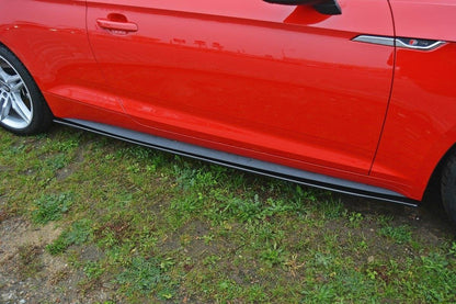 Seitenschweller Ansatz für Audi S5 / A5 S-Line F5 Coupe schwarz matt