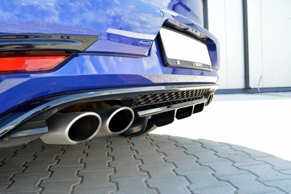 Mittlerer Diffusor Heck Ansatz für VW GOLF 7 R Facelift schwarz Hochglanz