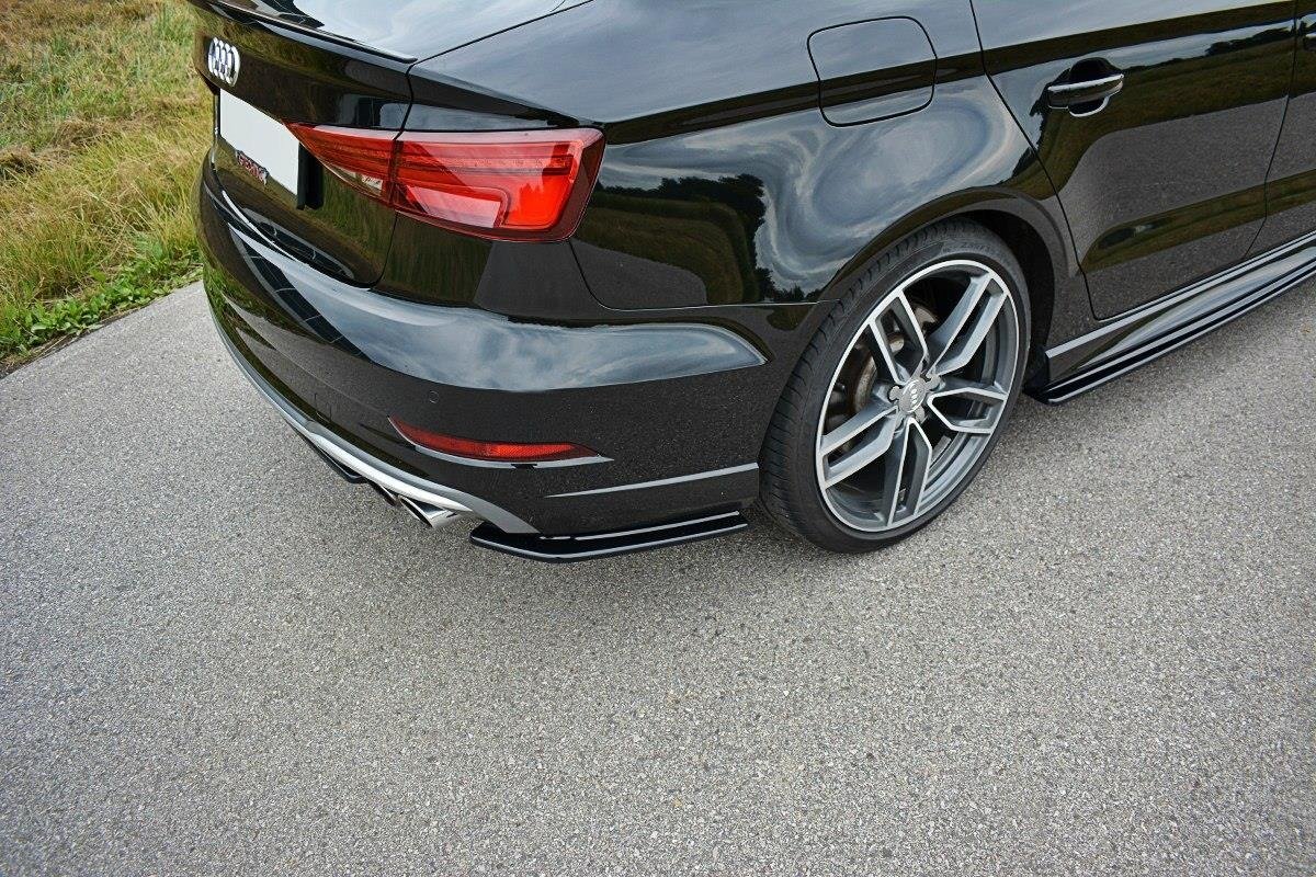 Heck Ansatz Flaps Diffusor für Audi S3 / A3 S-Line 8V FL Limousine schwarz matt