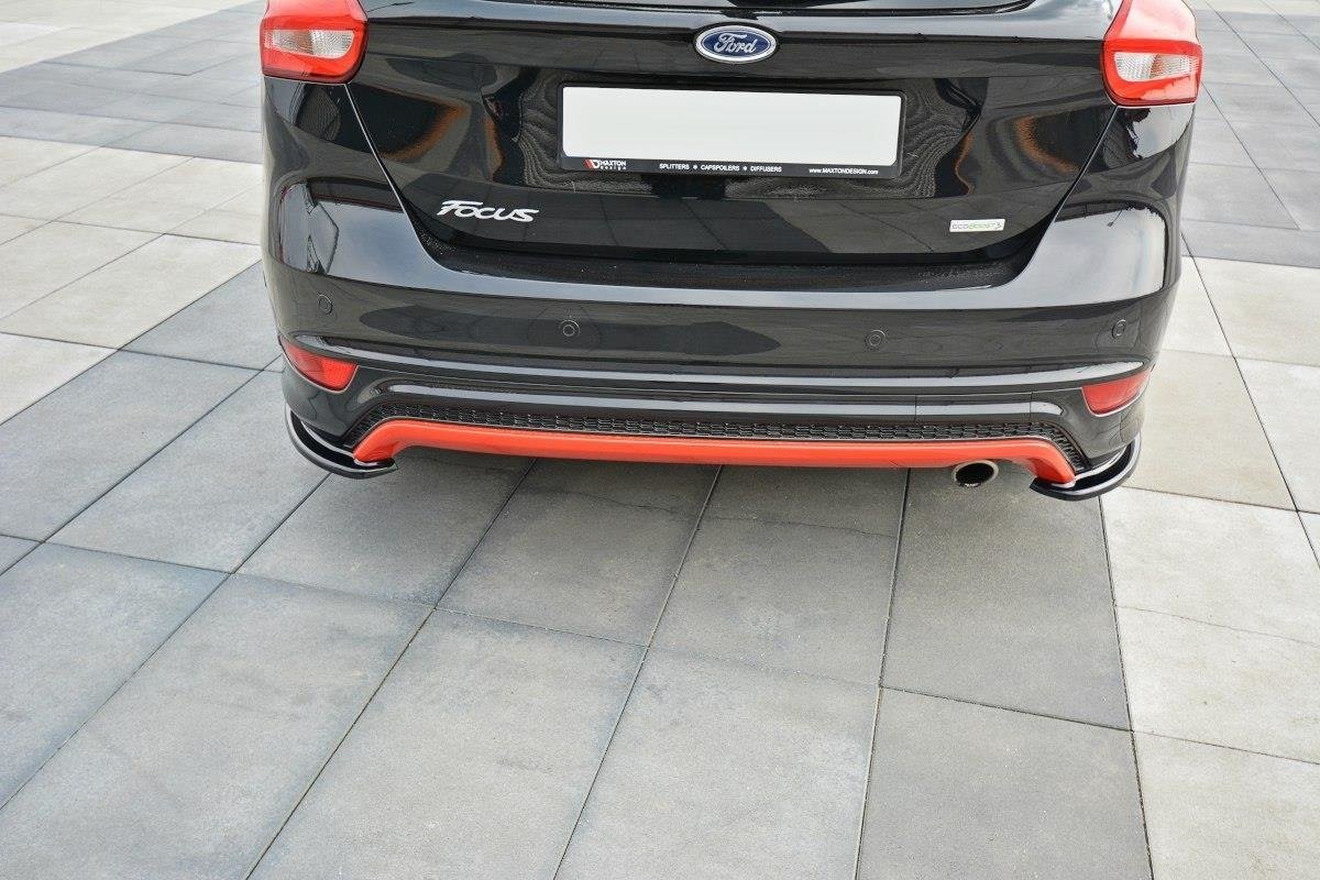 Heck Ansatz Flaps Diffusor für Ford Focus ST-Line Mk3 FL Carbon Look