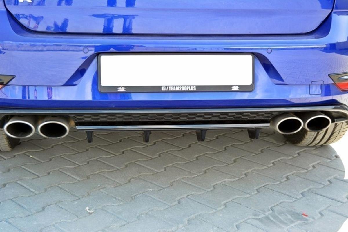 Mittlerer Diffusor Heck Ansatz für VW GOLF 7 R Facelift schwarz Hochglanz