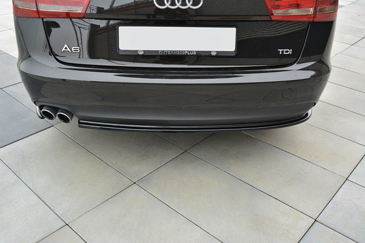 Heck Ansatz Flaps Diffusor für Audi A6 C7 Avant Carbon Look