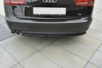 Heck Ansatz Flaps Diffusor für Audi A6 C7 Avant Carbon Look