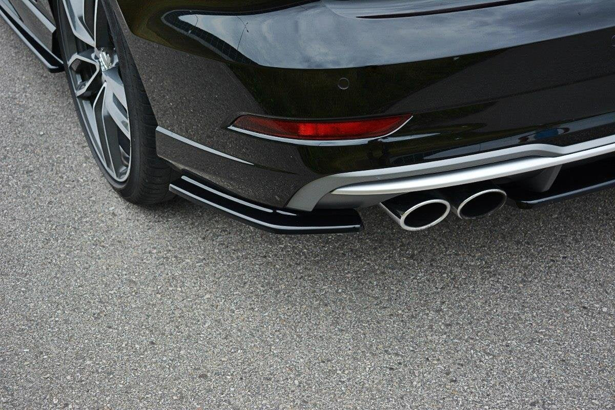 Heck Ansatz Flaps Diffusor für Audi S3 / A3 S-Line 8V FL Limousine schwarz matt
