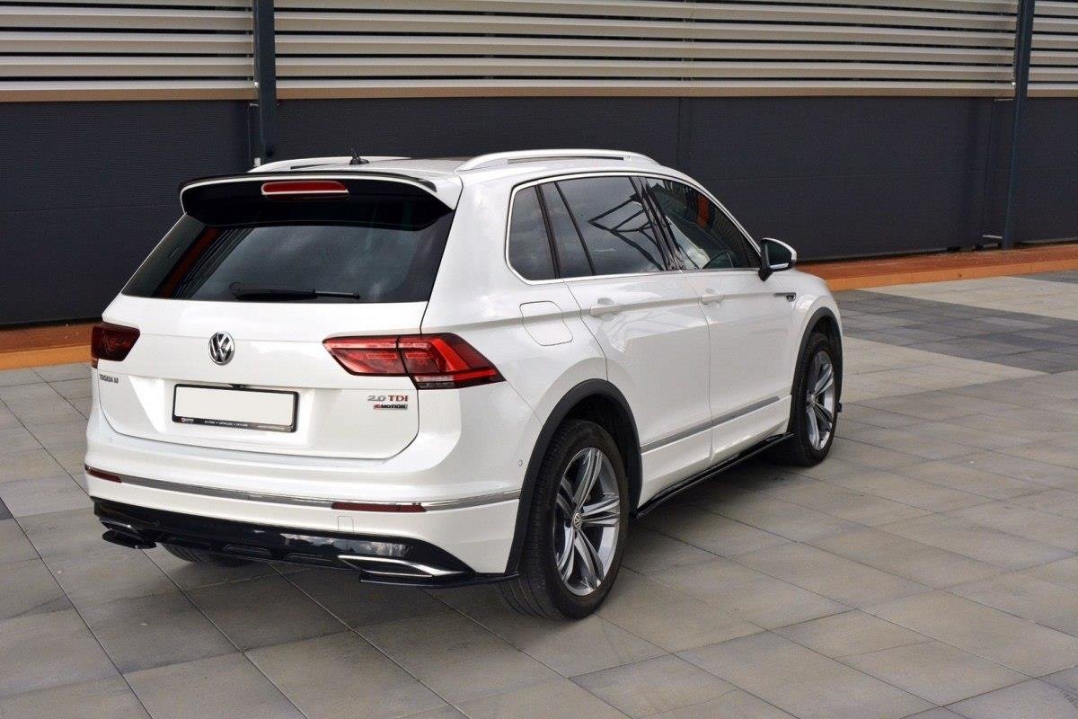 Heck Ansatz Flaps Diffusor für Vw Tiguan Mk2 R-Line schwarz matt