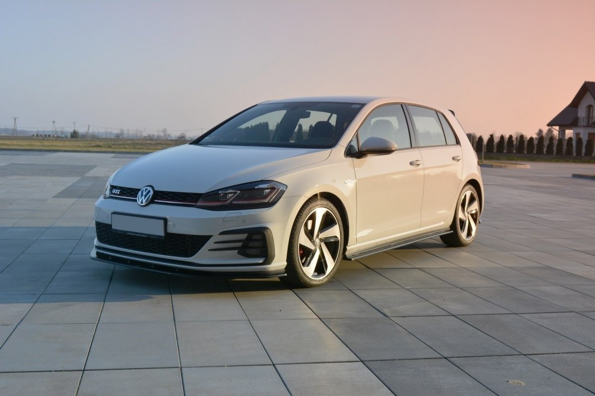 Seitenschweller Ansatz für VW GOLF 7 GTI PREFACE/FACELIFT (breit) schwarz Hochglanz