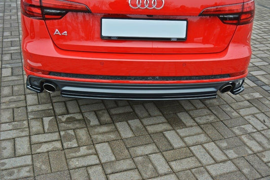 Mittlerer Diffusor Heck Ansatz für Audi A4 B9 S-Line schwarz matt