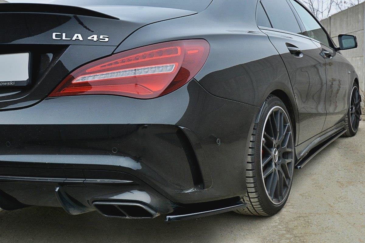 Heck Ansatz Flaps Diffusor für Mercedes CLA A45 AMG C117 Facelift Carbon Look