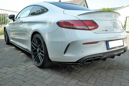 Heck Ansatz Flaps Diffusor für Mercedes C-Klasse C205 63 AMG Coupe schwarz Hochglanz