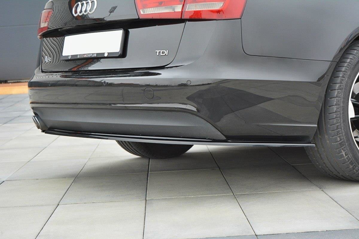 Heck Ansatz Flaps Diffusor für Audi A6 C7 Avant schwarz Hochglanz