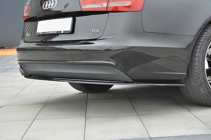 Heck Ansatz Flaps Diffusor für Audi A6 C7 Avant schwarz Hochglanz