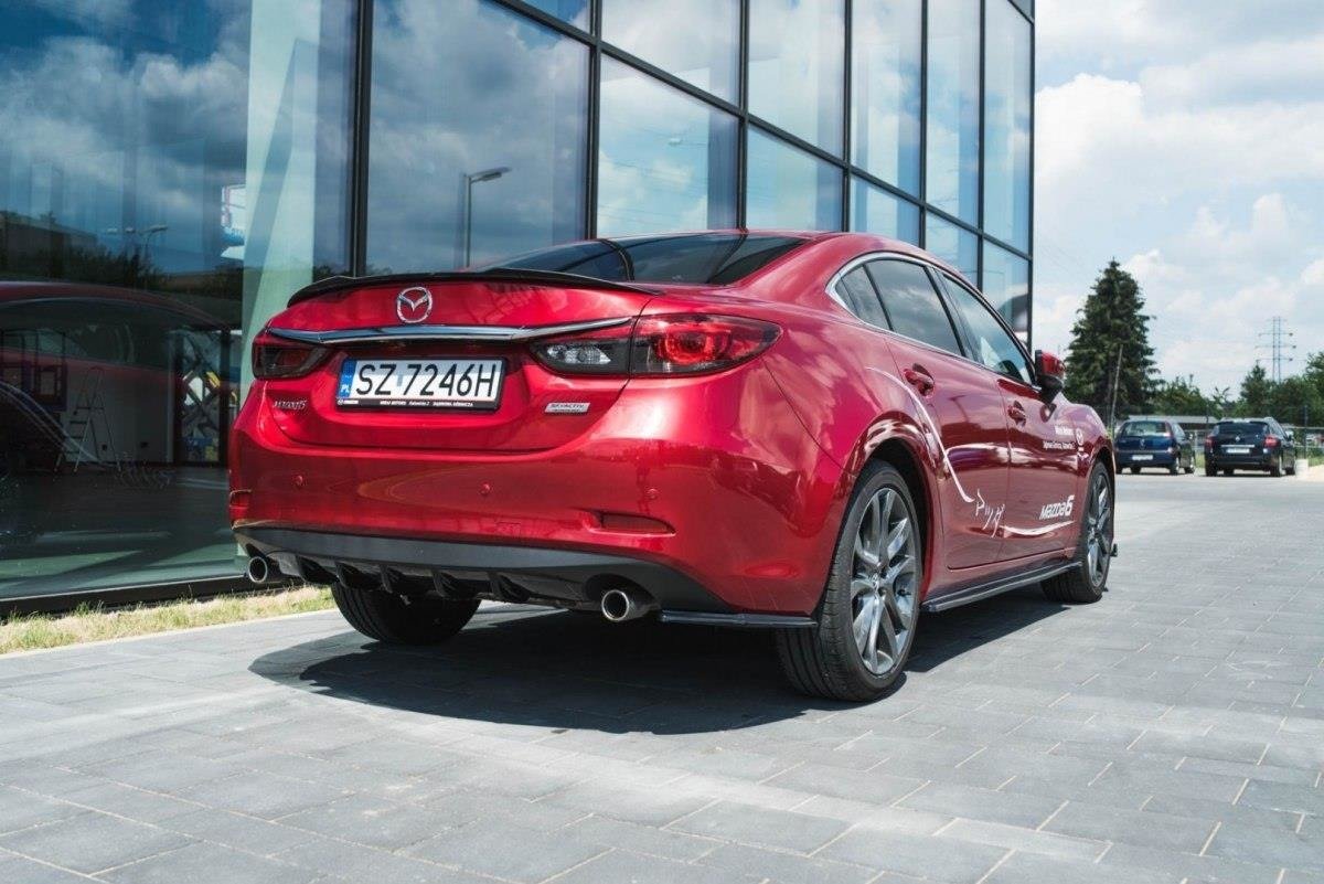 Heck Ansatz Flaps Diffusor für Mazda 6 GJ (Mk3) Facelift schwarz matt