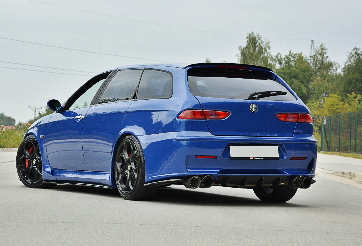 Heck Ansatz Flaps Diffusor für ALFA ROMEO 156 GTA SW schwarz matt