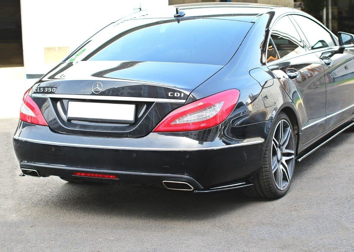 Heck Ansatz Flaps Diffusor für Mercedes CLS C218 schwarz Hochglanz