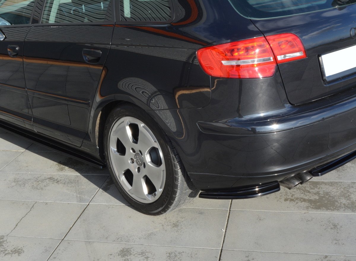 Splitter / Diffusor Heck Ansatz für Audi A3 Sportback 8P / 8P Facelift schwarz matt