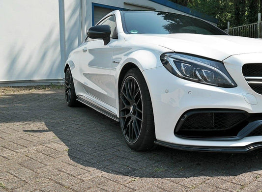 Seitenschweller Ansatz für Mercedes C-Klasse C205 63 AMG Coupe schwarz Hochglanz