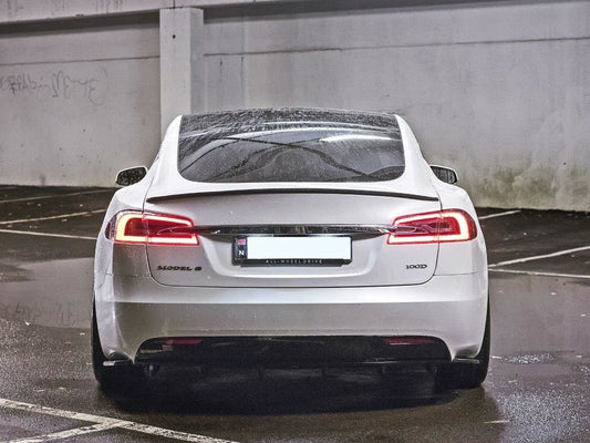 Diffusor Heck Ansatz für Tesla Model S Facelift schwarz Hochglanz