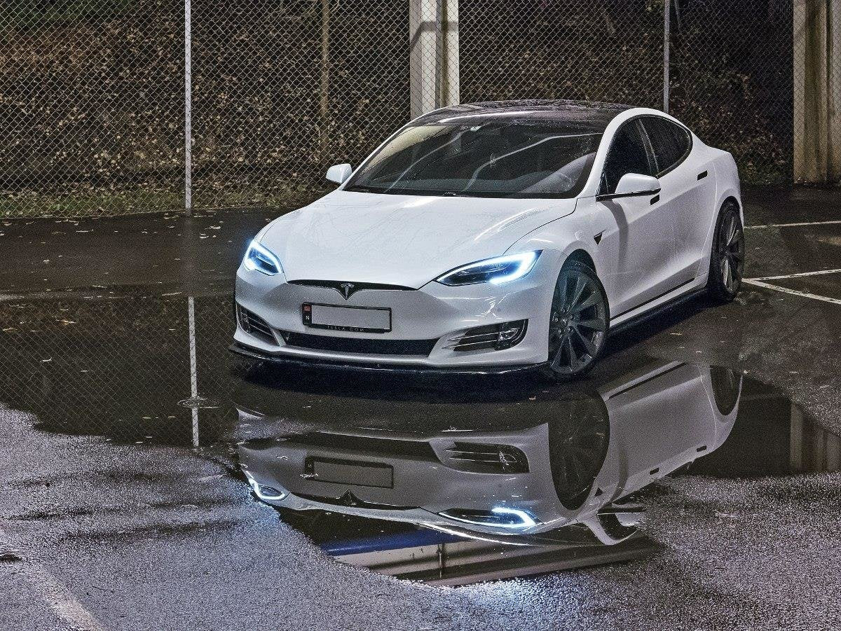 Seitenschweller Ansatz für Tesla Model S Facelift schwarz Hochglanz