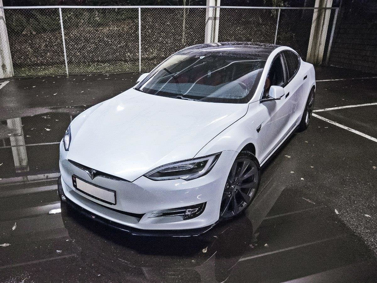 Seitenschweller Ansatz für Tesla Model S Facelift Carbon Look