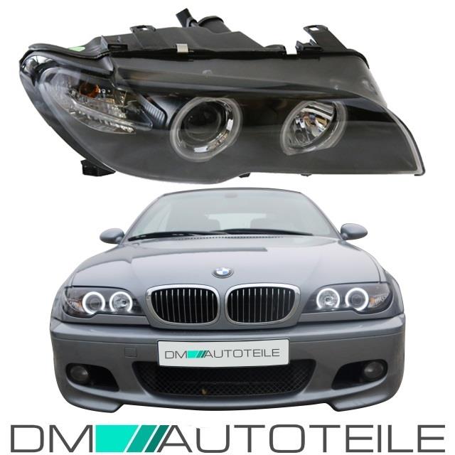 FACELIFT CCFL Angel Eyes Scheinwerfer Schwarz passt für BMW E46 Coupe Cabrio 03>