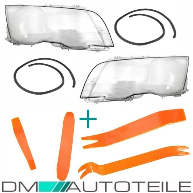 Scheinwerferglas SET + PVC Werkzeug passt für BMW E46 Limousine Touring Vorfacelift