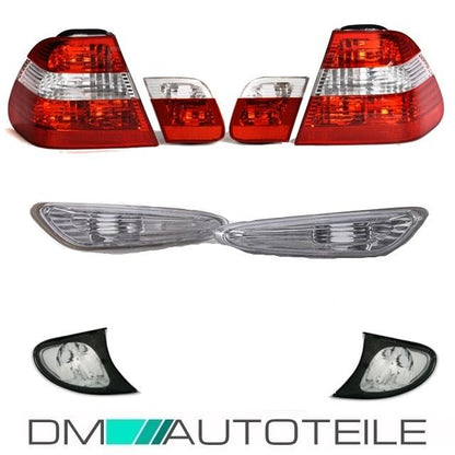 FACELIFT Set  Rot Weiß Rückleuchten +Blinker Seite +Front 01-05 passt für BMW 3er E46 Limousine