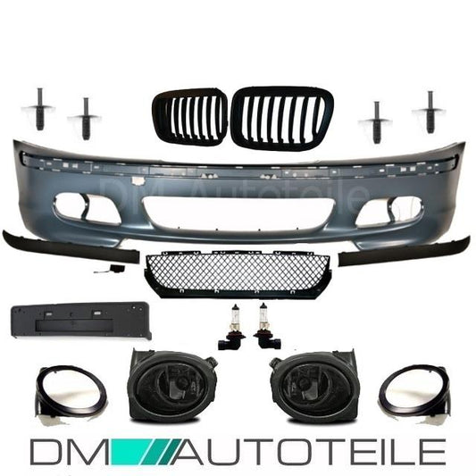 SET Stoßstange vorne +Nebel Smoke Set + Grill Schwarz passt für BMW 3er E46 98-01+ABE*