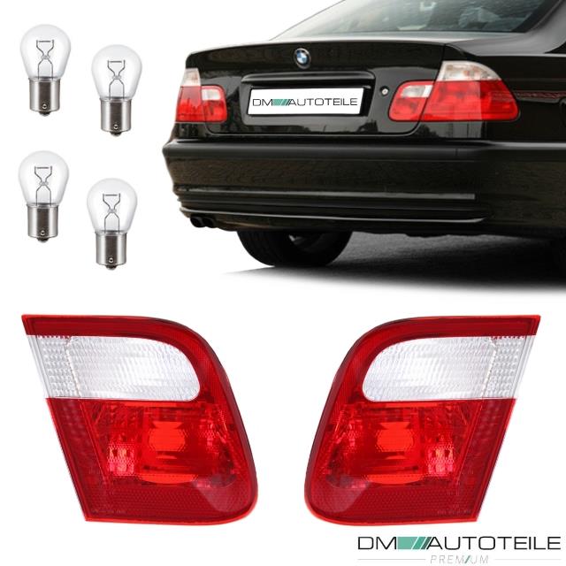 Rückleuchten SET innen Rot Weiss passend für BMW E46 Limousine 98-01 + 4x Birnen