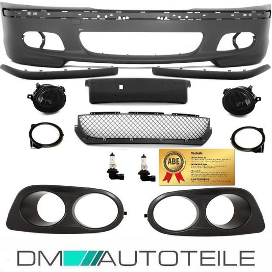 Sport Stoßstange +Nebel Smoke Set +Blenden Schwarz passt für BMW 3er E46 Limousine Touring+ABE