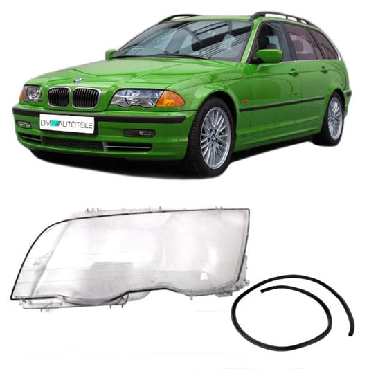 SCHEINWERFER GLAS Links passt für BMW 3er E46 Limousine Touring 98-01+DICHTUNG