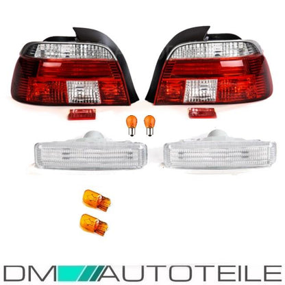 Set Limousine Rückleuchten Rot Weiß Set +2x Seitenblinker +Birnen passt für BMW 5er E39 95-00