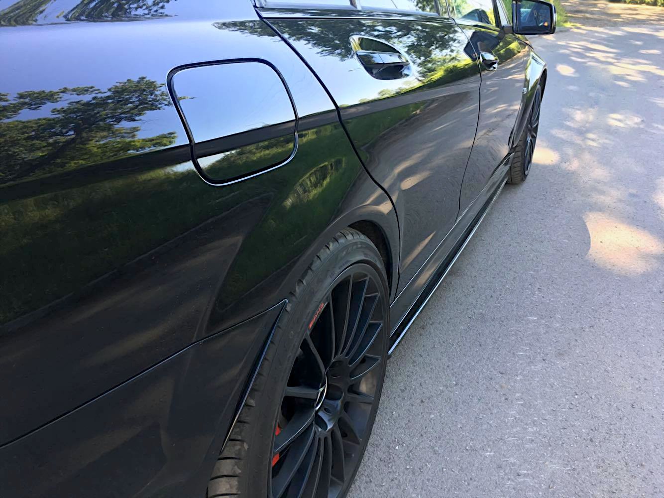 Seitenschweller Ansatz für Mercedes AMG C63 W204 FACELIFT schwarz Hochglanz