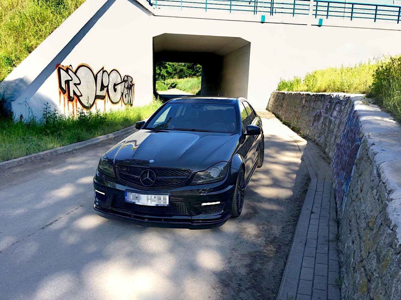 Front Ansatz für Mercedes AMG C63 W204 FACELIFT schwarz Hochglanz
