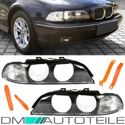 Scheinwerferglas SET Weiß + Werkzeug passt für BMW E39 Limousine Touring 95-00